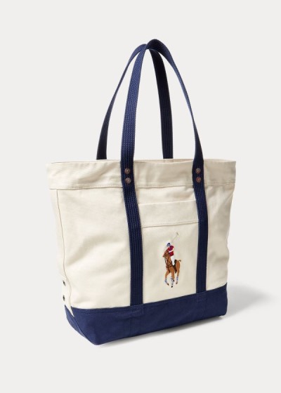 Women's Polo Ralph Lauren Canvas Big Pony Tote Bags | 983541FZH